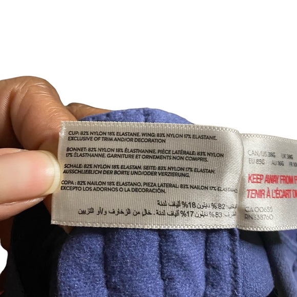 Deesse Lingerie Women's Blue Polka Dot Wireless Bra - Picture 5 of 7